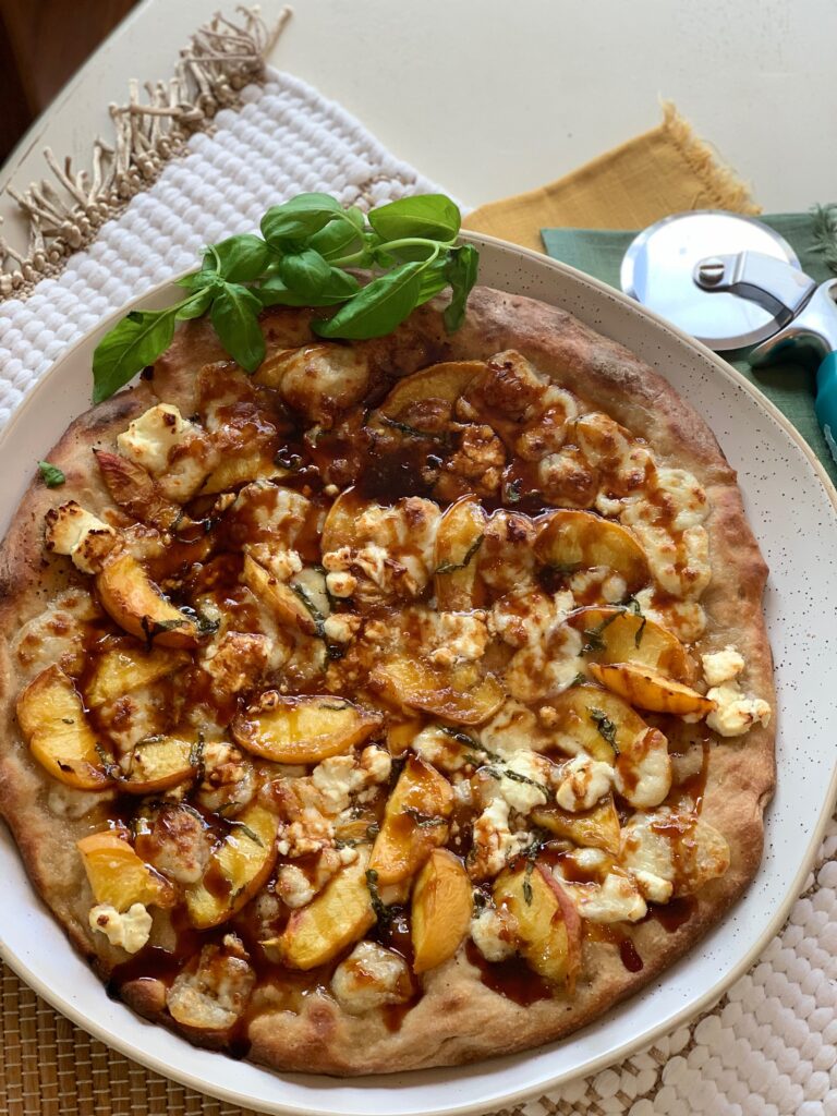 Ripe Peach And Balsamic Pizza The Pinehurst Olive Oil Company