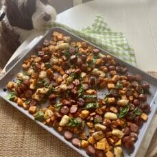 Chicken Sausage, Gnocchi, Sweet Potatoes w/ Maple Balsamic 