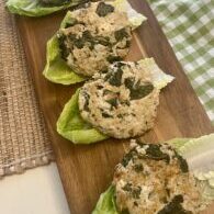 Garlic Chicken Burgers w/ Spinach and Feta